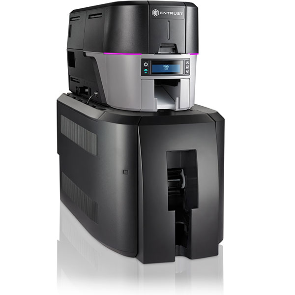 Entrust Sigma DS3 printer with card lamination module for secure ID card issuance.